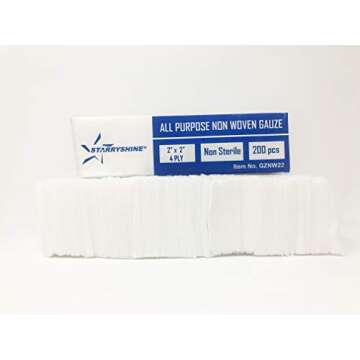 1000 PC (5 PKS) 2"X2" Non-Woven 4-Ply Dental Medical Gauze Pad, Non-Sterile All Purpose Gauze Sponge...