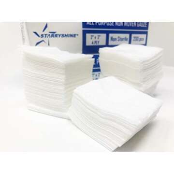 1000 PC (5 PKS) 2"X2" Non-Woven 4-Ply Dental Medical Gauze Pad, Non-Sterile All Purpose Gauze Sponges, 4-Ply Cotton Filled Sponges Provide Maximum Absorption