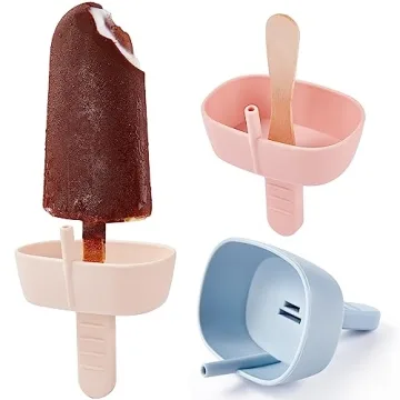AODISTUCE 3 Pack Silicone Popsicle Holders with Built-In Straw