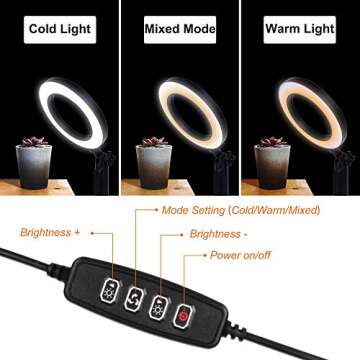 EMART 6'' LED Ring Light with Tripod Stand, 3 Light Modes & 11 Brightness Level Photography Continuous Portable Lighting Kit for Table Top Photo Video Studio - 2 Sets