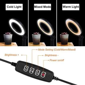 EMART 6'' LED Ring Light with Tripod Stand, 3 Light Modes & 11 Brightness Level Photography Continuous Portable Lighting Kit for Table Top Photo Video Studio - 2 Sets