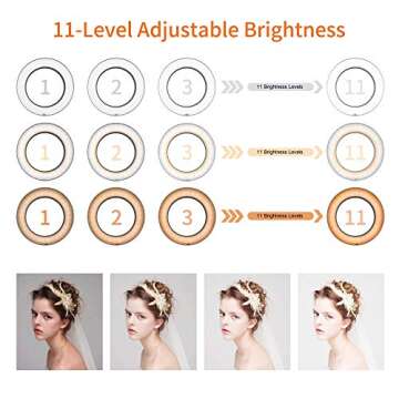 EMART 6'' LED Ring Light with Tripod Stand, 3 Light Modes & 11 Brightness Level Photography Continuous Portable Lighting Kit for Table Top Photo Video Studio - 2 Sets