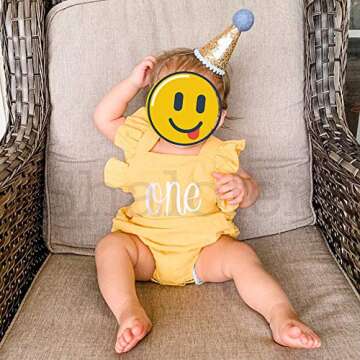 Shalofer Baby Girls One Year Old Outfits First Birthday Clothes Cute Backless Ruffles Jumpsuit with ...