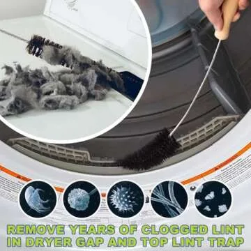 Sealegend Dryer Vent Cleaner Kit,Dryer Lint Vacuum Attachment with Flexible Guide Wire Vacuum Hose Lint Remover Brush Black