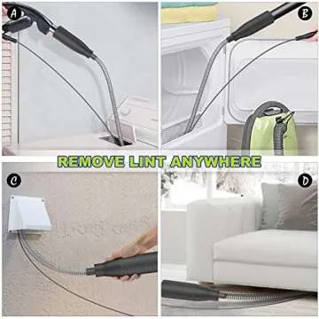 Sealegend Dryer Vent Cleaner Kit,Dryer Lint Vacuum Attachment with Flexible Guide Wire Vacuum Hose Lint Remover Brush Black