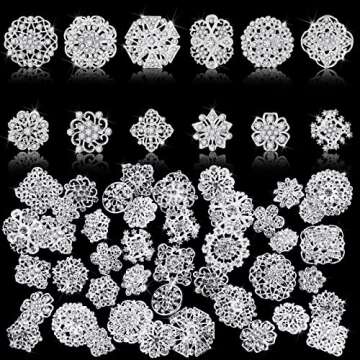 36 Pieces Clear Rhinestone Brooches for Crafts Crystal Flower Brooch Pins