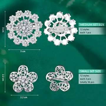 36 Vintage Rhinestone Flower Brooches Jewelry for Crafts