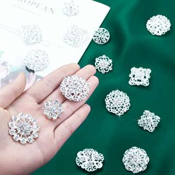 36 Vintage Rhinestone Flower Brooches Jewelry for Crafts
