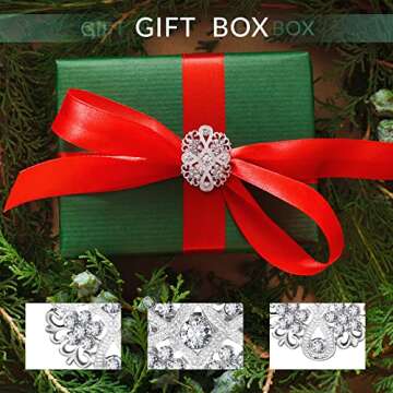 36 Vintage Rhinestone Flower Brooches Jewelry for Crafts