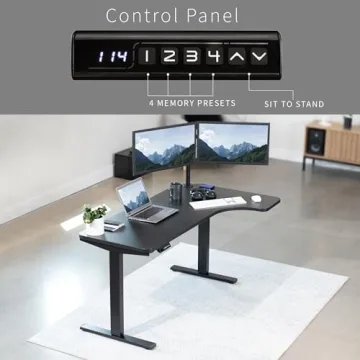 VIVO Electric Corner Standing Desk with Memory Controller Adjustment