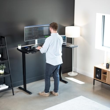 VIVO Electric Corner Standing Desk with Memory Controller Adjustment
