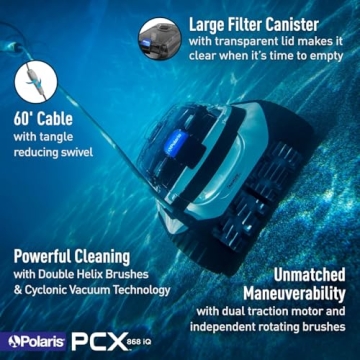 Polaris PCX 868 iQ Smart Robotic Pool Cleaner for 50ft Pools