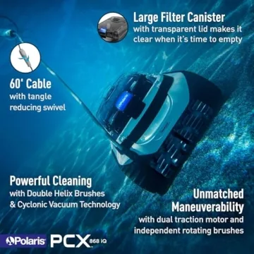 Polaris PCX 868 iQ Smart Robotic Pool Cleaner for 50ft Pools