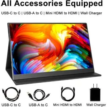 HONGO Portable Monitor Extremely Thin 15.6 Inch FHD 1080P Computer Gaming Dual Monitor USBC Display for Laptop PC Phone Xbox PS4 Switch, Smart Stand Included