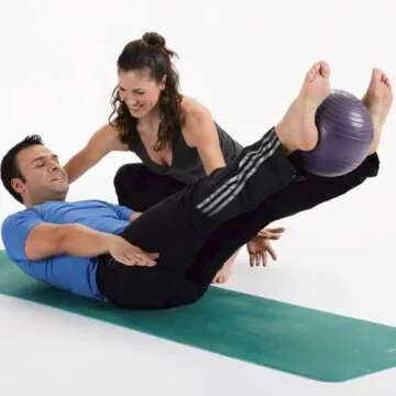 Balanced Body Ribbed Inflatable Ball, Inflatable Exercise Ball, Workout Ball Pilates Equipment for Gym or Home Workouts or Physical Therapy