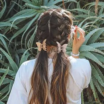 AWAYTR 6PCS Hair Clip, 2 Inch Butterfly Claw Clips for Women Girls Small Nonslip Butterfly Jaw Clips for Thick Hair and Strong Hold, Pack of 6, Solid color(blue+black+white+brown+fan+coffee)