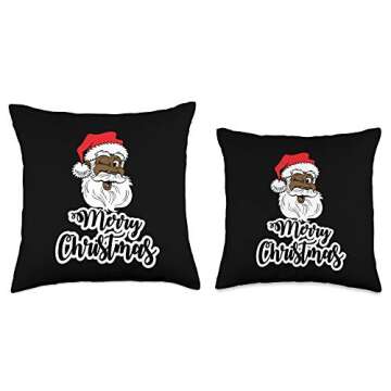 Black Winking Santa Merry Christmas African American Santa Throw Pillow