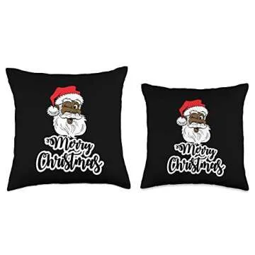 Black Winking Santa Merry Christmas African American Santa Throw Pillow