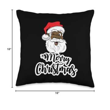 Black Winking Santa Merry Christmas African American Santa Throw Pillow