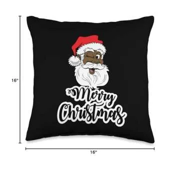 Black Winking Santa Merry Christmas African American Santa Throw Pillow