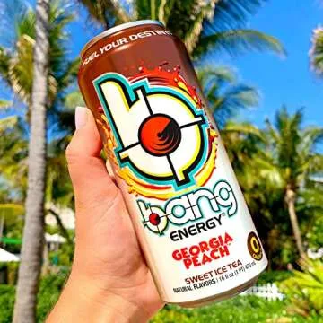 Bang Energy Georgia Peach Sweet Tea, Sugar-Free Energy Drink, 16 Ounces (Pack of 12)