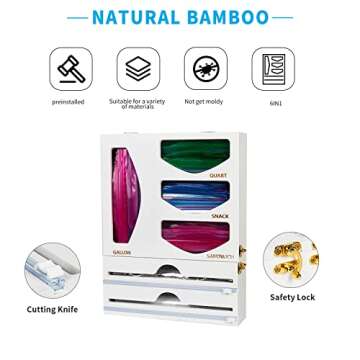 PILIPILI Bamboo Foil and Wrap Dispenser for Kitchen