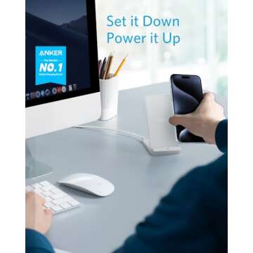 Anker 2-Pack 313 Wireless Charging Stand, Qi-Certified for iPhone 16/15/14/13 Series, 10W Fast Charging for Galaxy S23/S22/S21 (No AC Adapter)