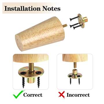 Ruisita 8 Pieces Furniture Couch Legs 4 Inch Round Solid Wood Sofa Legs Natural Wooden Couch Legs Replacement Legs for Armchair, Cabinet, Chair, Footstool, Mid Century Modern Dresser, Natural