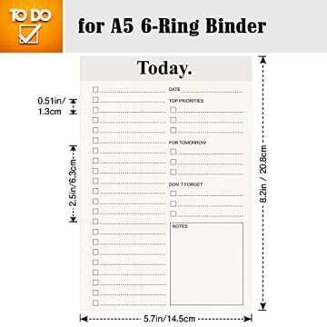 Daily Planner, Undated Planner to Do List 6 Rings Refills, Day Planner Notepad, Checklist Productivi...