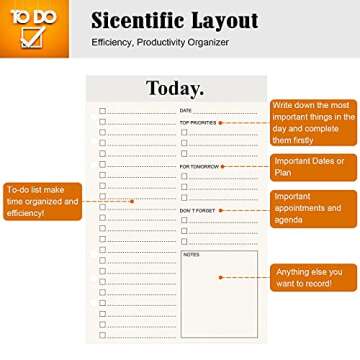 Daily Planner, Undated Planner to Do List 6 Rings Refills, Day Planner Notepad, Checklist Productivity Organizer, Work Planner, Academic Planner for A5 Refillable Journal Notebook