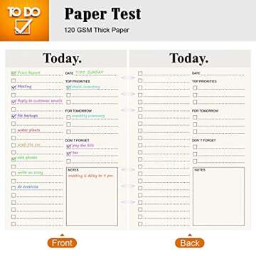 Daily Planner, Undated Planner to Do List 6 Rings Refills, Day Planner Notepad, Checklist Productivity Organizer, Work Planner, Academic Planner for A5 Refillable Journal Notebook