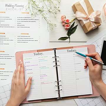 Daily Planner, Undated Planner to Do List 6 Rings Refills, Day Planner Notepad, Checklist Productivity Organizer, Work Planner, Academic Planner for A5 Refillable Journal Notebook