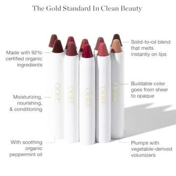 Ogee Tinted Sculpted Lip Oil - Lip Stain Made with 100% Organic Coconut Oil, Jojoba Oil, and Vitamin E - Best as Lip Balm, Lip Color or Lip Treatment - ROSALIA