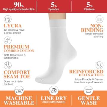 ATBITER Women's Thin Cotton Socks, Soft Bootie Dress Socks, Above Ankle Crew Casual Socks (6-Pairs Present Box)
