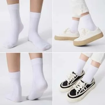 ATBITER Women's Thin Cotton Socks, Soft Bootie Dress Socks, Above Ankle Crew Casual Socks (6-Pairs Present Box)