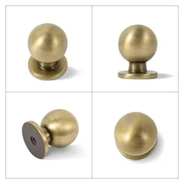 khtumeware Brushed Antique Brass Cabinet knobs,20 Pack 1inch Kitchen Cabinet knobs Ball Dresser knobs Vintage Cabinet knobs.