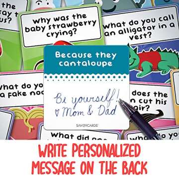 150 Joke Cards for Kids - Lunchbox Notes - Inspirational Motivational Cards for Children - Jokes and Puns for Boys and Girls - Great for Parties, Schools, Bake Sales, Picnics