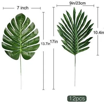 Artiflr 24 Pcs 2 Kinds Tropical Plant Palm Leaves Artificial Palm Leaves Faux Leaves Safari Leaves Hawaiian Luau Party Suppliers Decorations