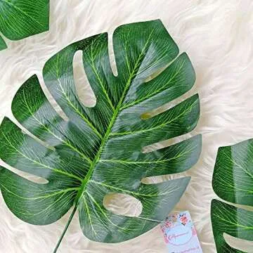 Artiflr 24 Pcs 2 Kinds Tropical Plant Palm Leaves Artificial Palm Leaves Faux Leaves Safari Leaves Hawaiian Luau Party Suppliers Decorations