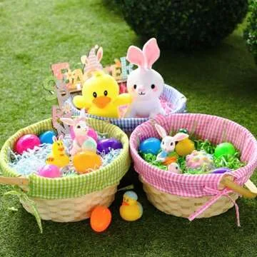 JOYIN 3 PCS Easter Baskets with Colorful Grass Shreds