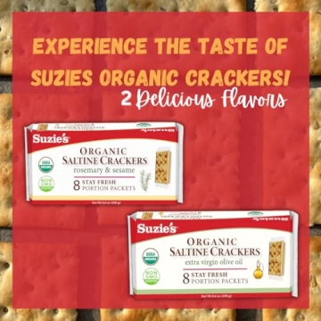 Suzie's Organic Saltines Crackers with Olive Oil - Healthy Snack