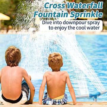 Klleyna 2 Heads Pool-Fountain for Inground Above - Waterfall Cool Down Temperature, Kids Fun Sprinkler Blue Toy, Rotating Dual Spray Pond Return Jet Attachment Accessories, Spa Decor Garden Outdoor