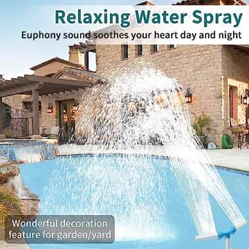 Klleyna 2 Heads Pool-Fountain for Inground Above - Waterfall Cool Down Temperature, Kids Fun Sprinkler Blue Toy, Rotating Dual Spray Pond Return Jet Attachment Accessories, Spa Decor Garden Outdoor