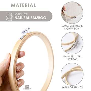 6Pcs Wooden Embroidery Hoops for Quilting and Crafts