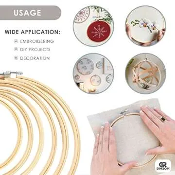 6Pcs Wooden Embroidery Hoops for Quilting and Crafts