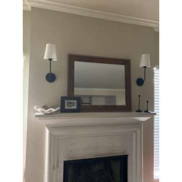 Pathson Set of 2 Industrial Wall Sconces Lighting White Fabric Shade, Vintage Bathroom Wall Light Fi...