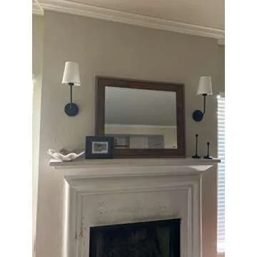 Pathson Set of 2 Industrial Wall Sconces Lighting White Fabric Shade, Vintage Bathroom Wall Light Fi...