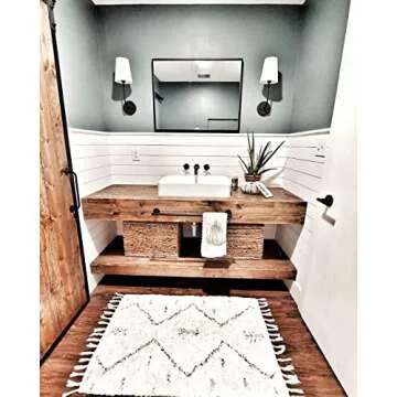 Pathson Set of 2 Industrial Wall Sconces Lighting White Fabric Shade, Vintage Bathroom Wall Light Fixtures Decor for Bedroom Living Room(Black)