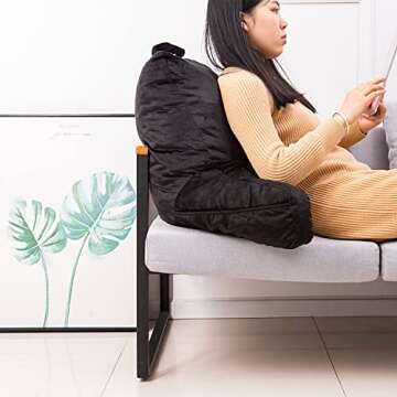 ALEGTER Reading&Bed Rest Pillow with Support Arms,Back,Pregnancy Lumbar,Head Neck Coccyx Lower Support Cushion,Memory Foam,Perfect for Adults Teens, and Kids Reading/Watching TV/Sitting Up in Bed