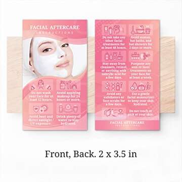 Havongki - 100 Pack - 2 x 3.5" Premium Facial Aftercare Instructions Cards Care PMU Supplies for Pro...